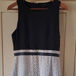 Fable women's Black Cream Dress Metallic Lace Skrt Size L
